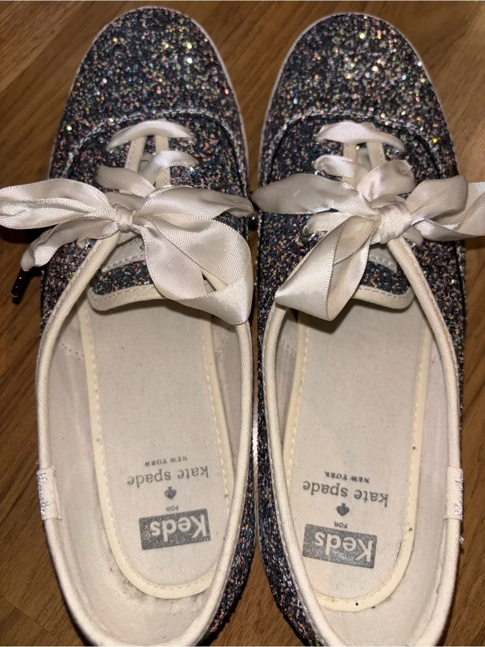 kate spade Glitter Ribbon-Lace Sneakers